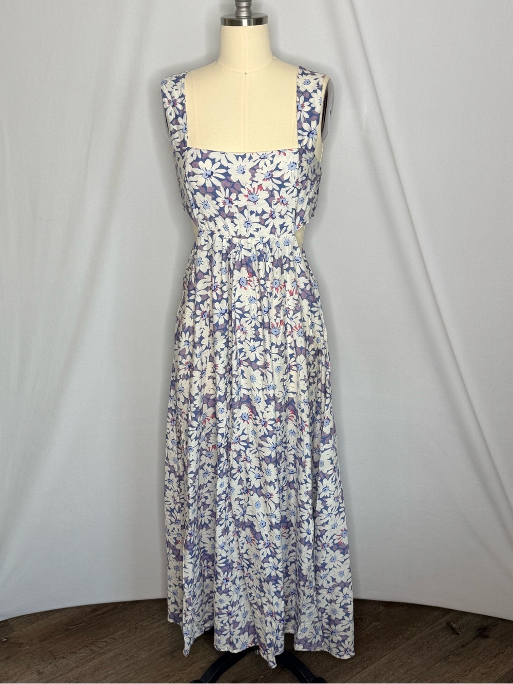 Stitchdrop Floral Pinafore Maxi Dress Smocked Back M